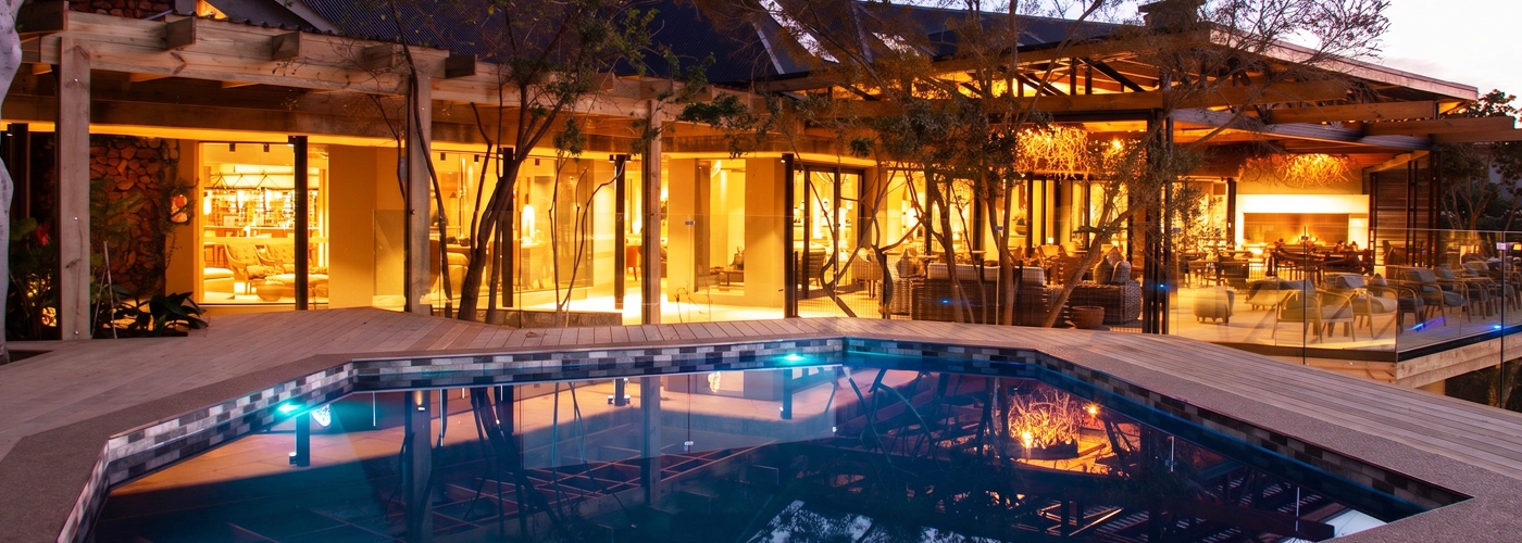 Botlierskop Tented Lodge pool and landscaped gardens
