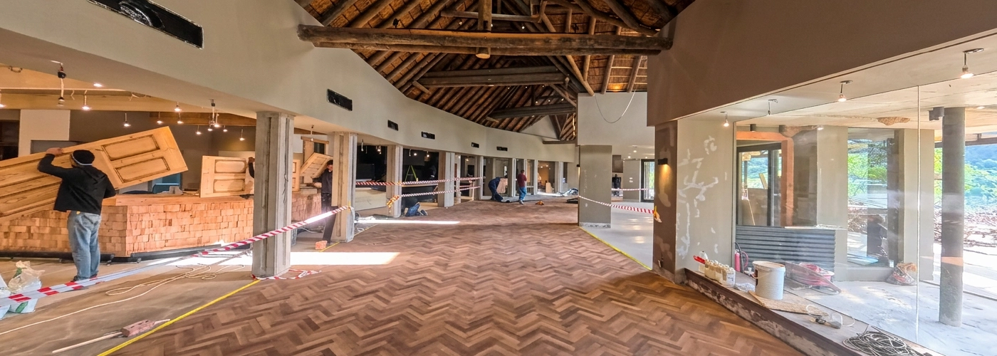Hardwood Panga Panga floor in Veld Restaurant